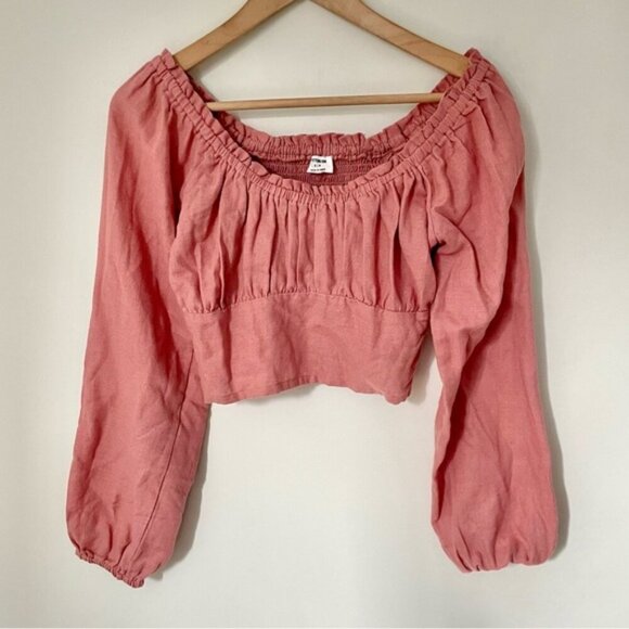 Cotton On Bustier Puff Sleeve Cropped Top Pink Size Small - Picture 1 of 5